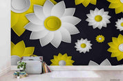 3D Embossed White Yellow Floral Wall Mural Wallpaper LXL- Jess Art Decoration