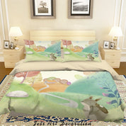 3D Cartoon Animal Forest Tree Quilt Cover Set Bedding Set Duvet Cover Pillowcases A603 LQH- Jess Art Decoration