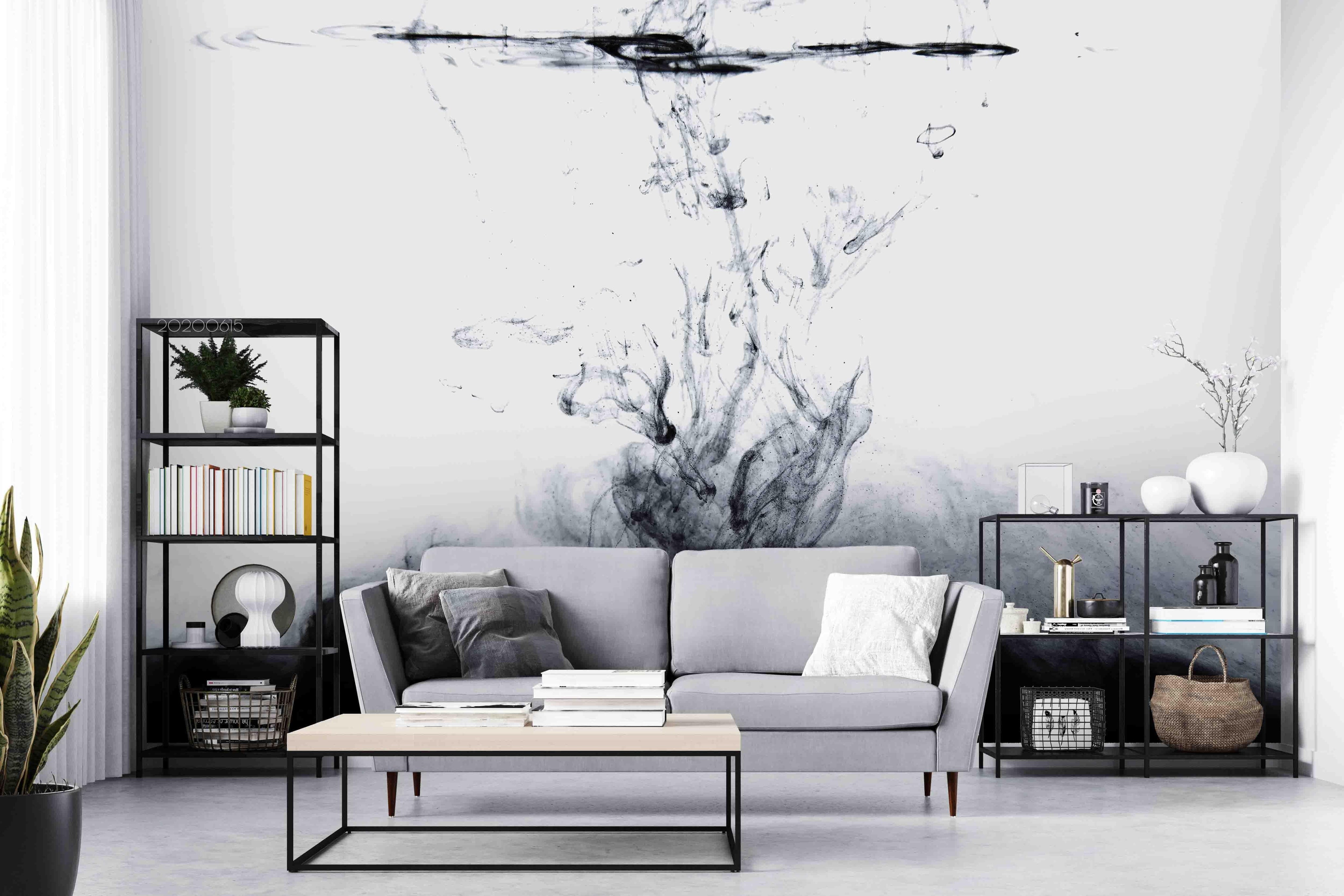 3D Black Streamy Ink Wall Mural Wallpaper LXL 48- Jess Art Decoration