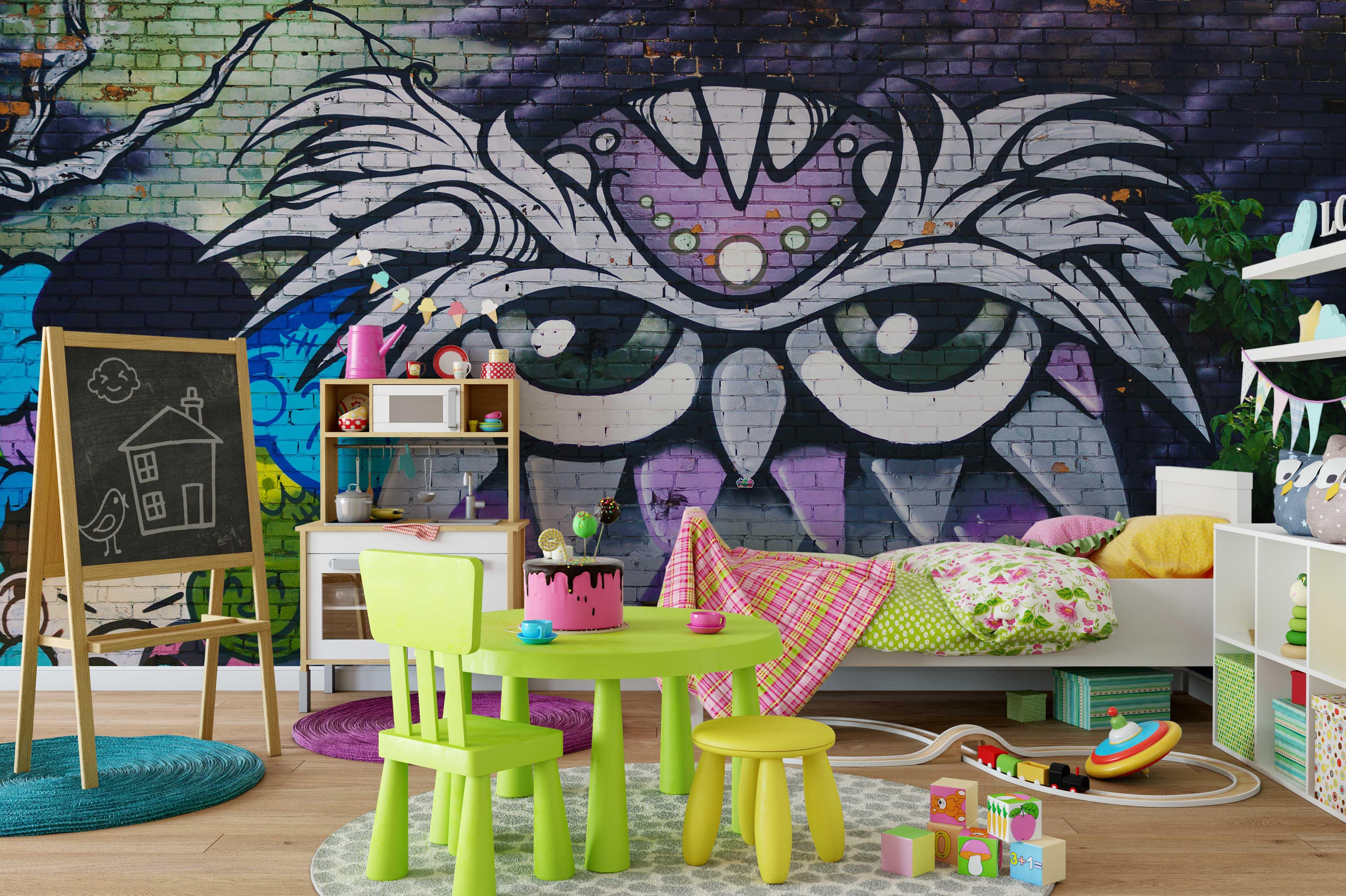 3D Abstract Purple Owl Brick Wall Mural Wallpaper 239- Jess Art Decoration