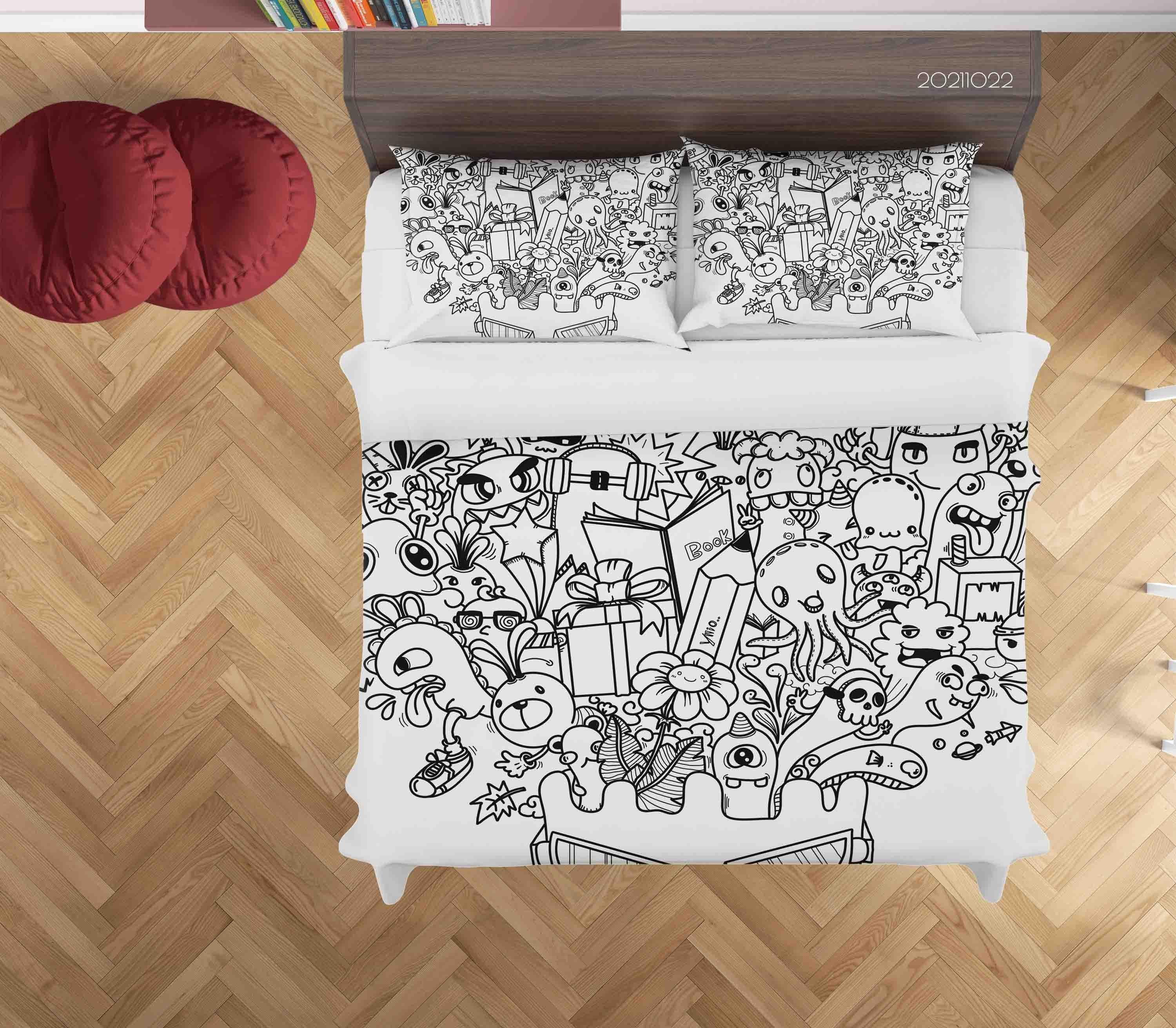 3D Abstract Monster Graffiti Quilt Cover Set Bedding Set Duvet Cover Pillowcases 43- Jess Art Decoration