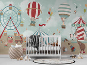 3D Playground Ferris Wheel Hot Air Balloon Wall Mural Wallpaper LQH 13- Jess Art Decoration