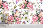 3D Colorful Flowers Birds Background Wall Mural Wallpaper 47- Jess Art Decoration