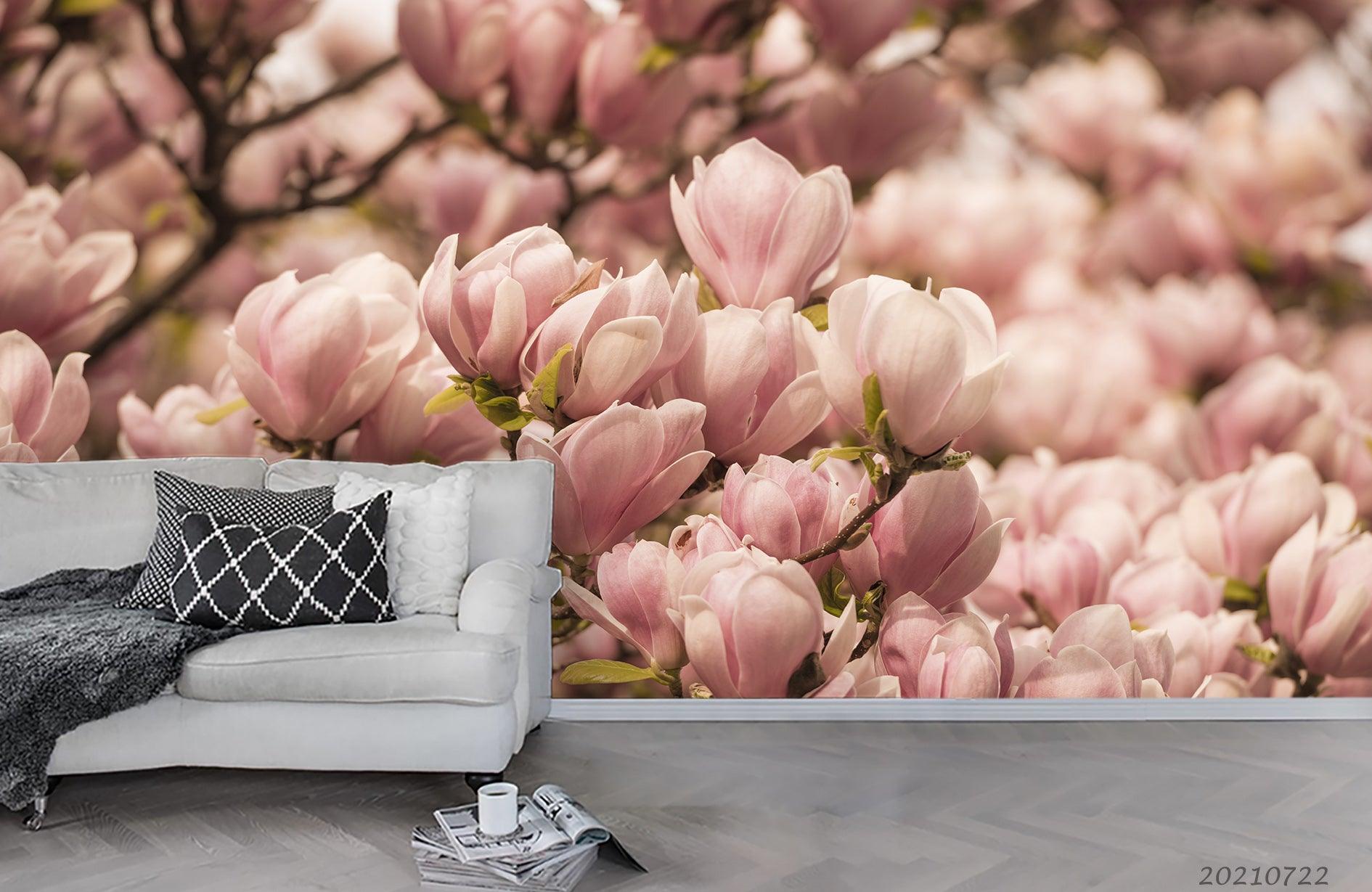 3D Pink Magnolia Flower Fragrance Wall Mural Wallpaper LQH 694- Jess Art Decoration