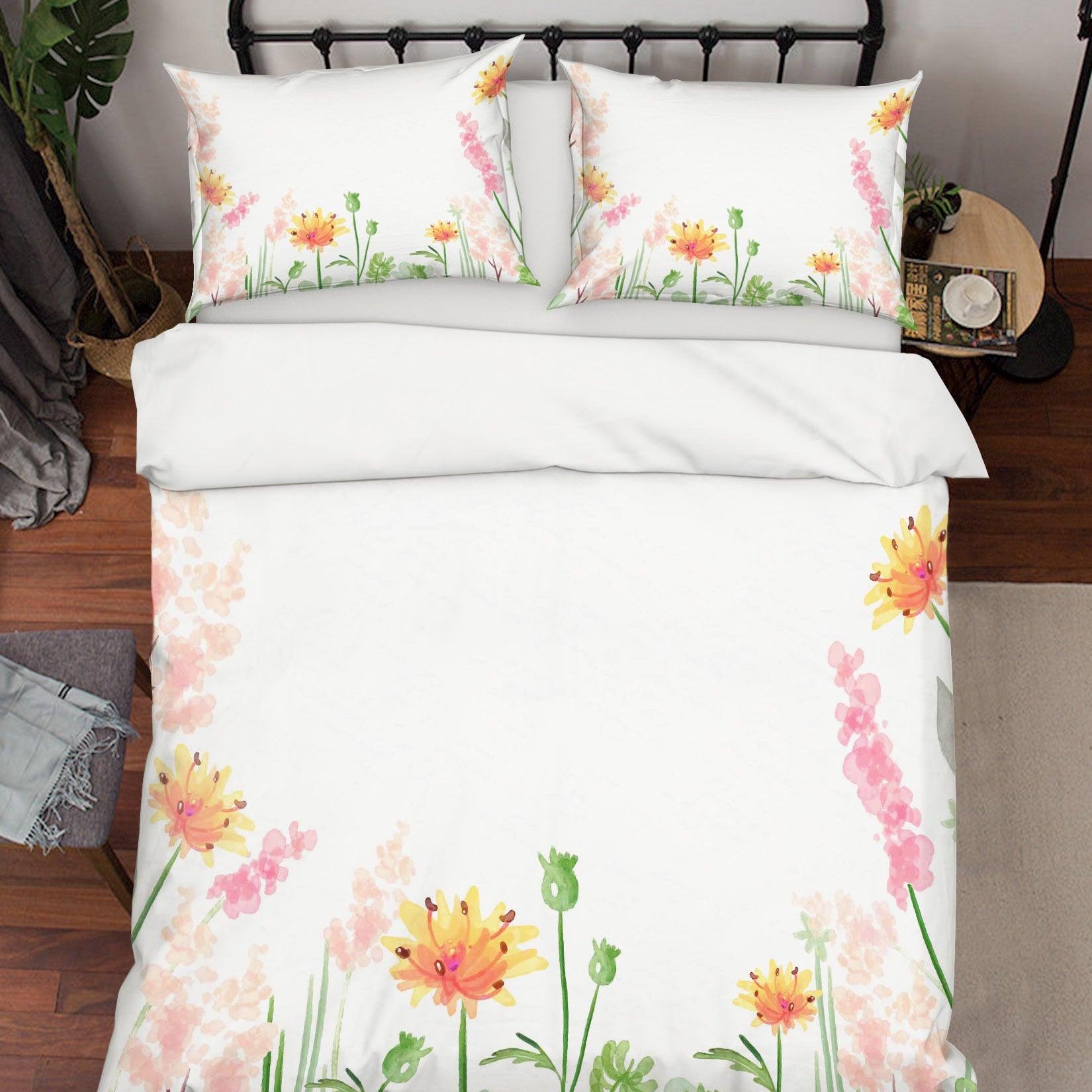 3D White Flower Quilt Cover Set Bedding Set Pillowcases 111- Jess Art Decoration