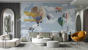3D Airplane Balloon Sky airplane hot air balloon mural wall mural wallpaper for kids room - view 2