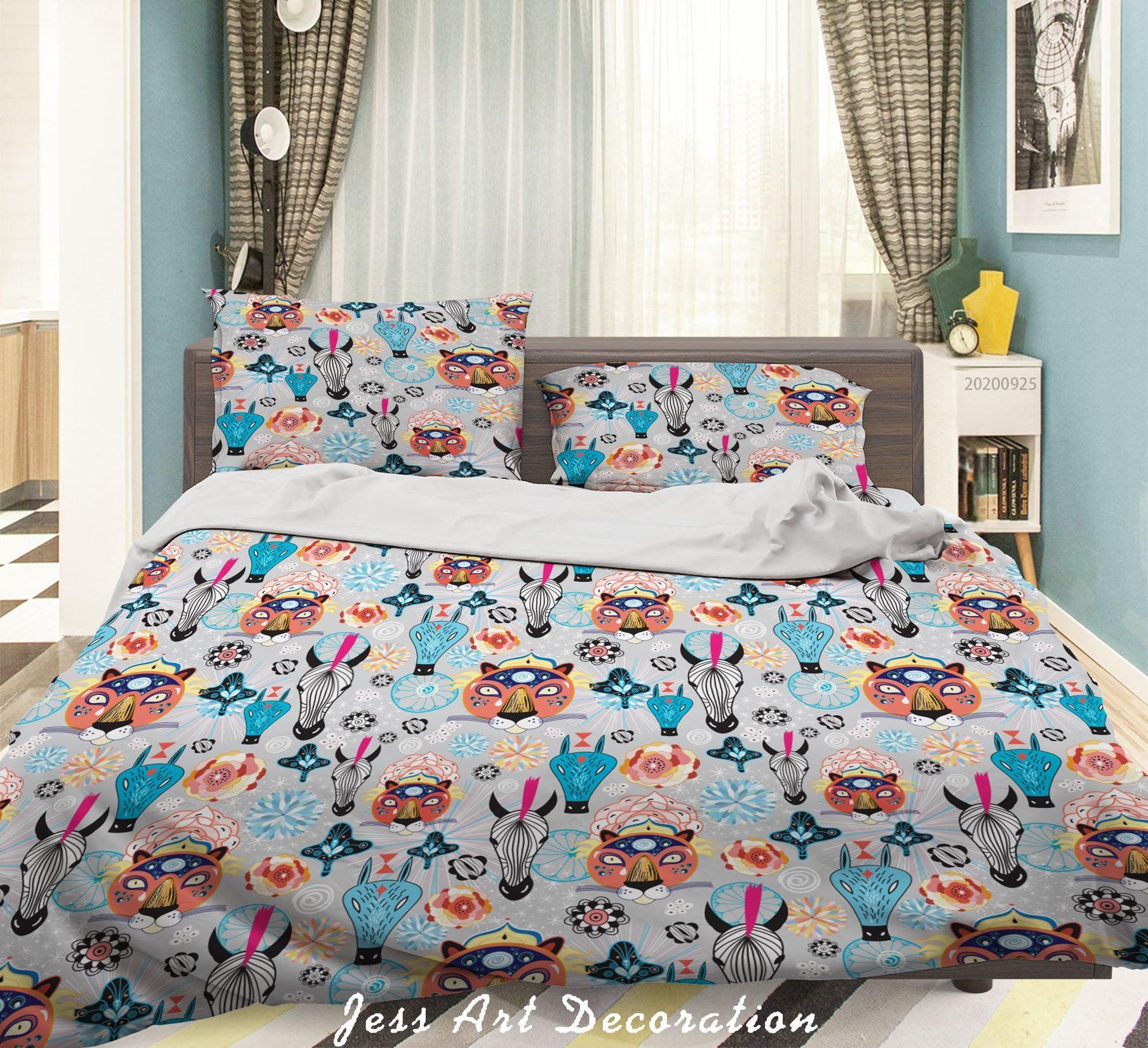 3D Cartoon Animal Tiger Pattern Quilt Cover Set Bedding Set Duvet Cover Pillowcases WJ 6471- Jess Art Decoration