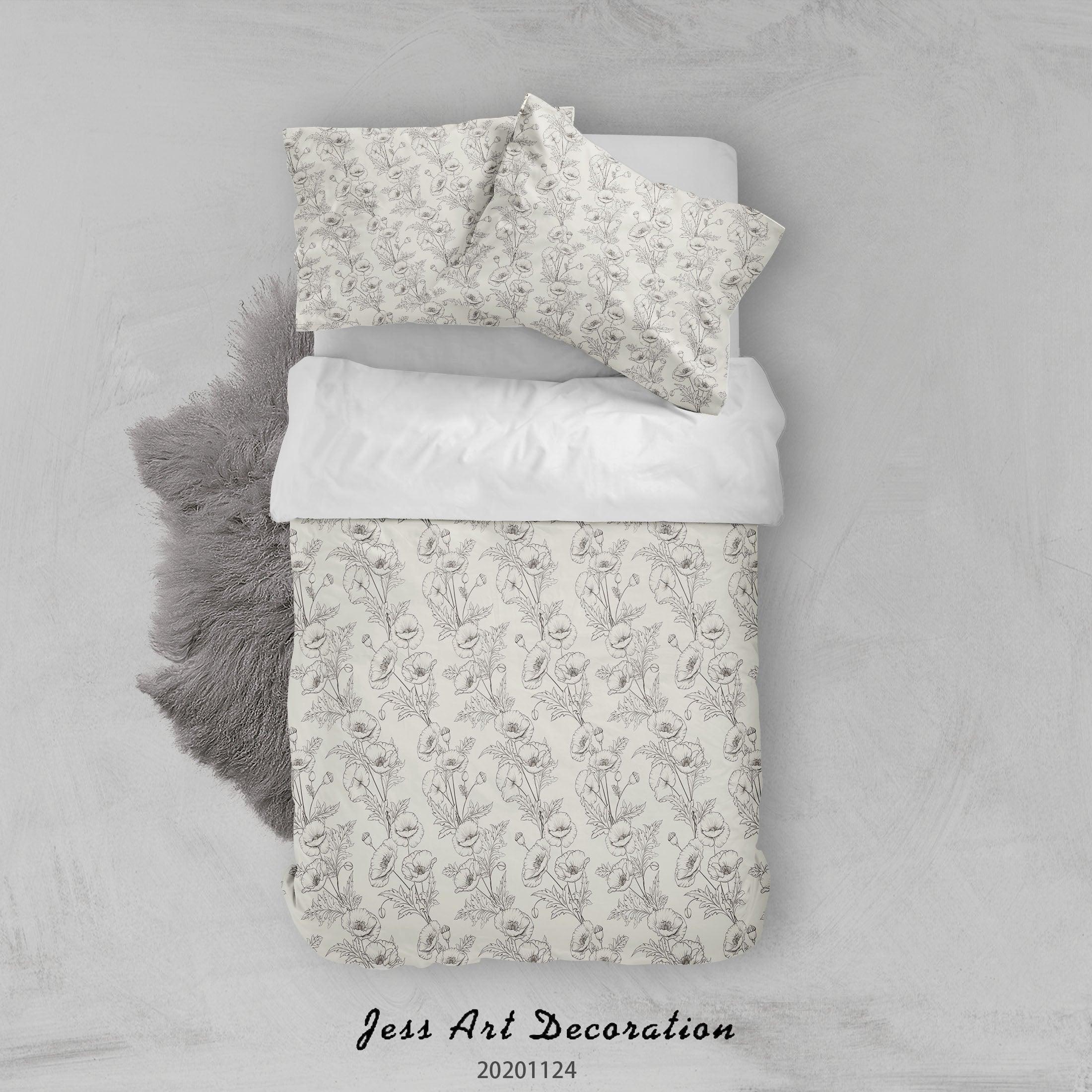 3D Hand Drawn Floral Leaves Plant Pattern Quilt Cover Set Bedding Set Duvet Cover Pillowcases LXL- Jess Art Decoration