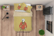 3D Cartoon Animal Bear Yellow Quilt Cover Set Bedding Set Duvet Cover Pillowcases A021 LQH- Jess Art Decoration