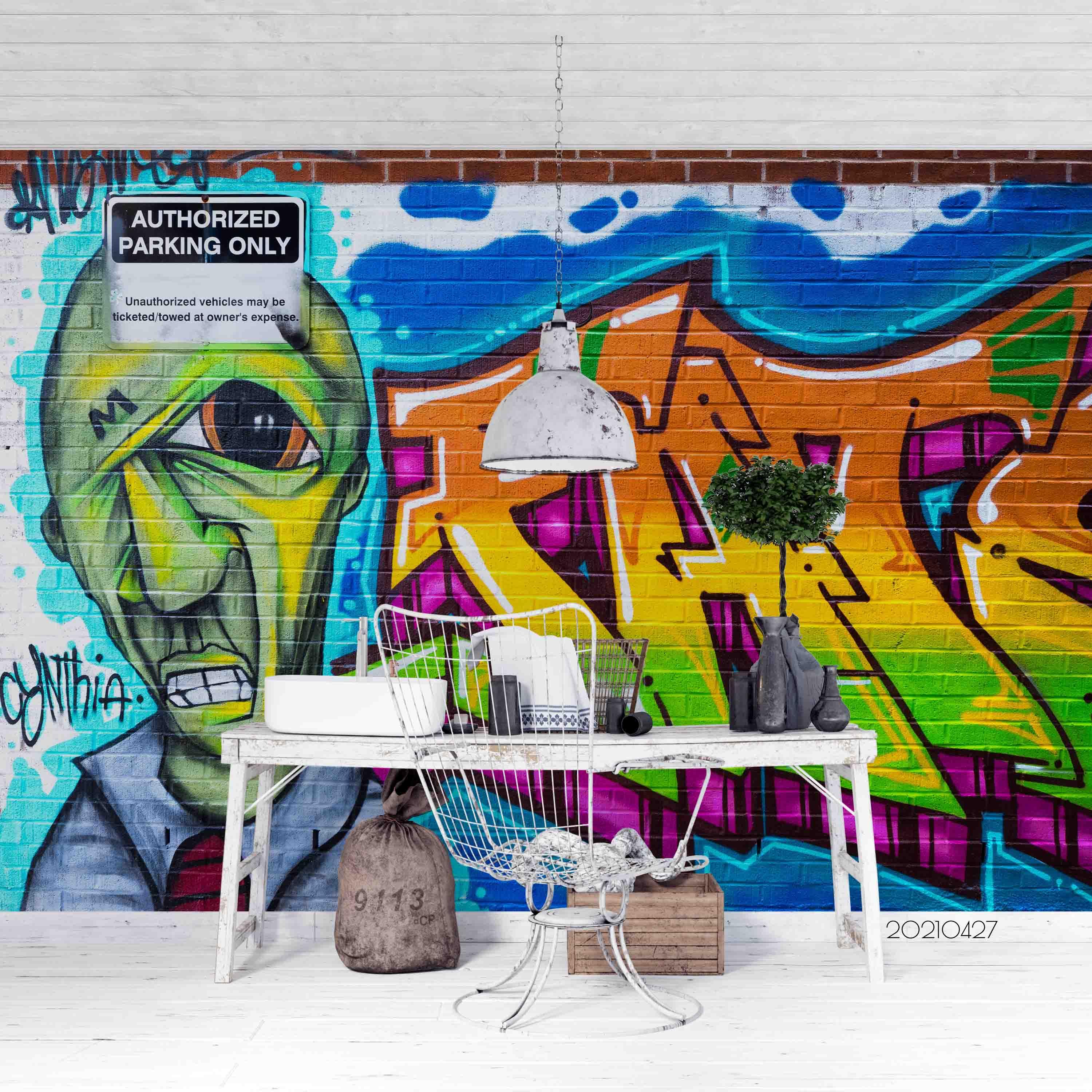 3D Abstract Colored Street Graffiti Wall Mural Wallpaper LQH 100- Jess Art Decoration