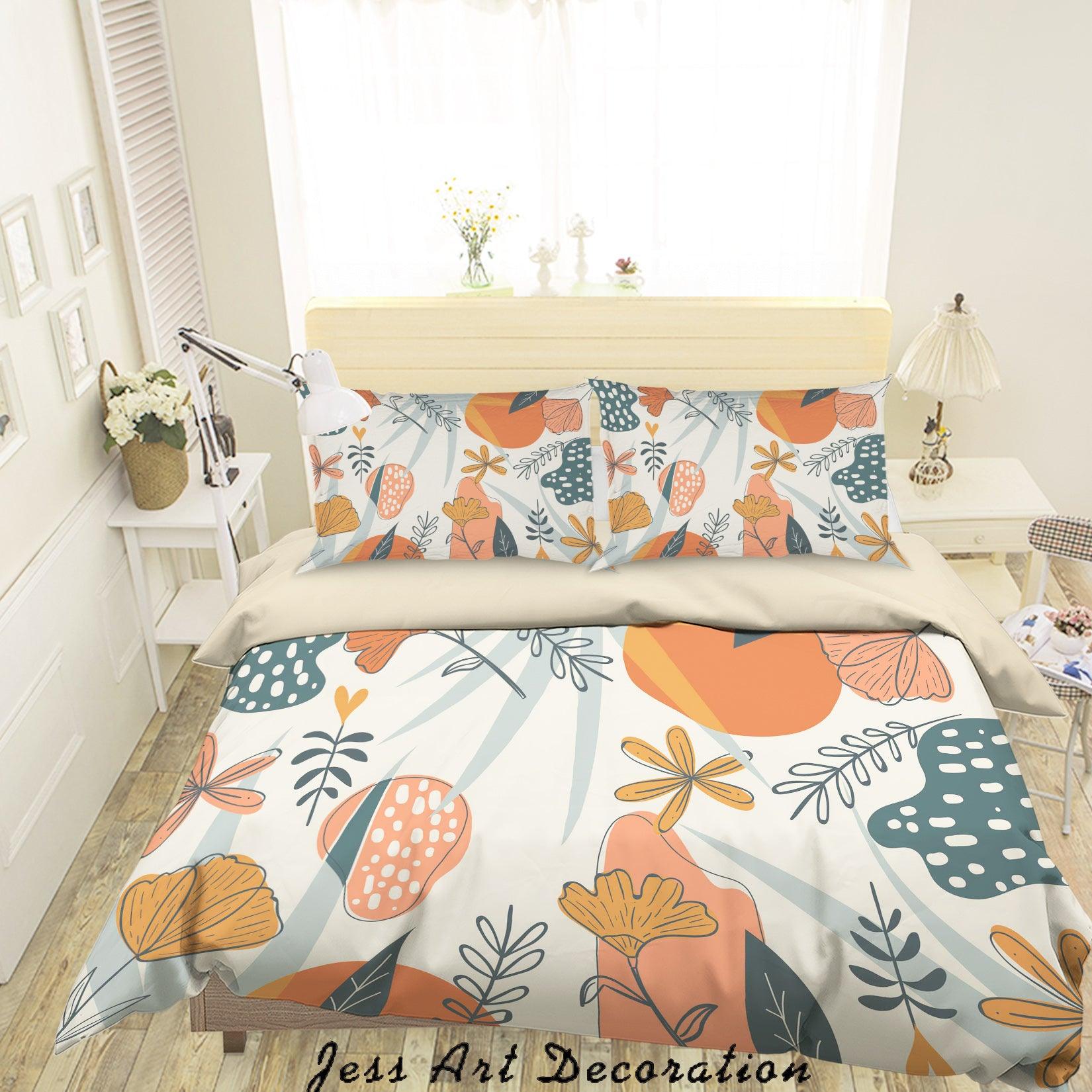 3D Abstract Leaf Floral Quilt Cover Set Bedding Set Duvet Cover Pillowcases A058 LQH- Jess Art Decoration