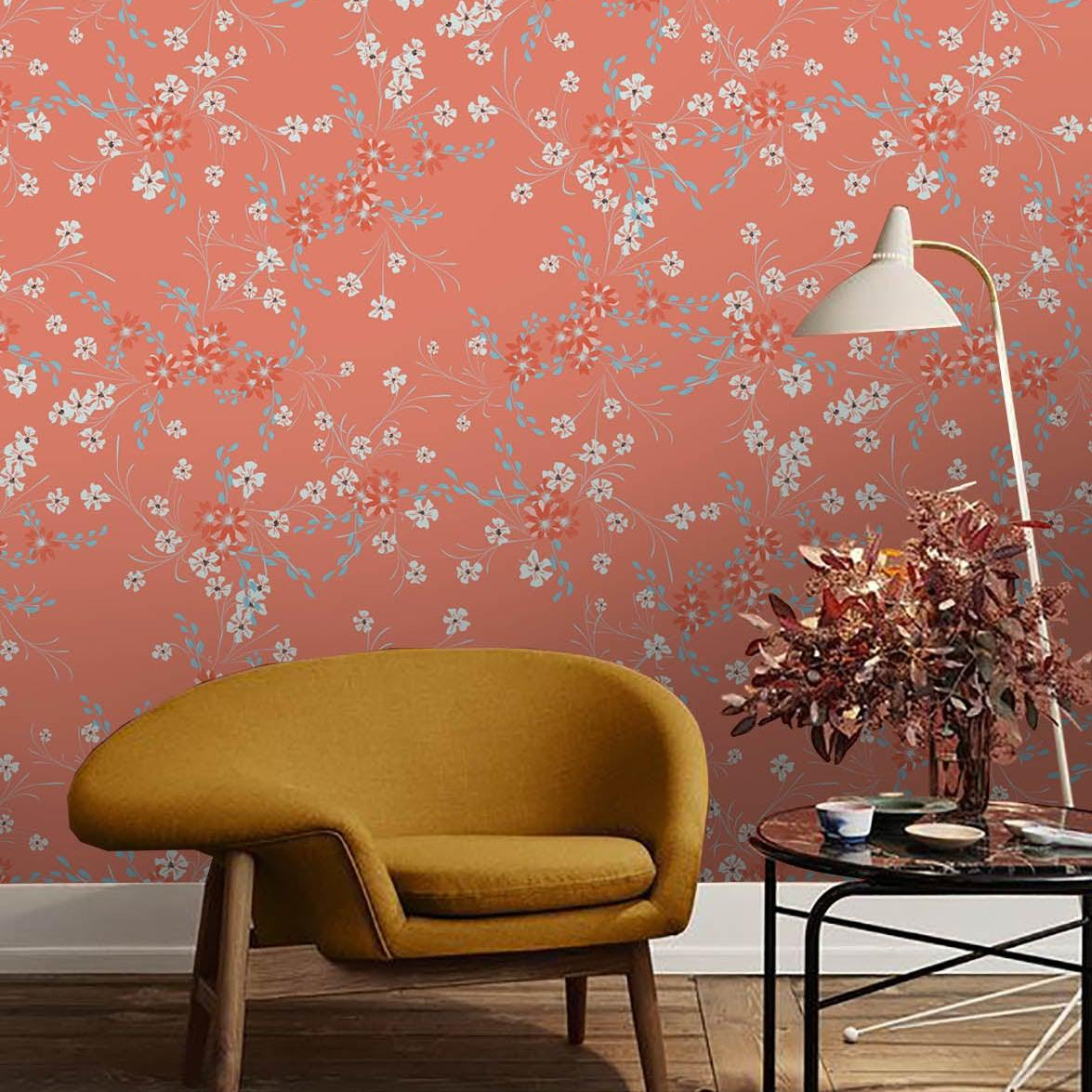 3D Orange Flowers Leaves Wall Mural Wallpaper 21- Jess Art Decoration