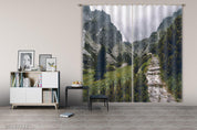 3D Green Woods Peak Trail Cloudy Curtains and Drapes GD 2755- Jess Art Decoration