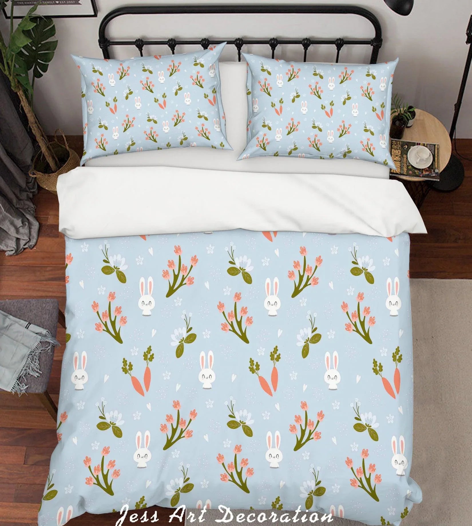 3D Cartoon Rabbit Carrot Quilt Cover Set Bedding Set Pillowcases 84- Jess Art Decoration