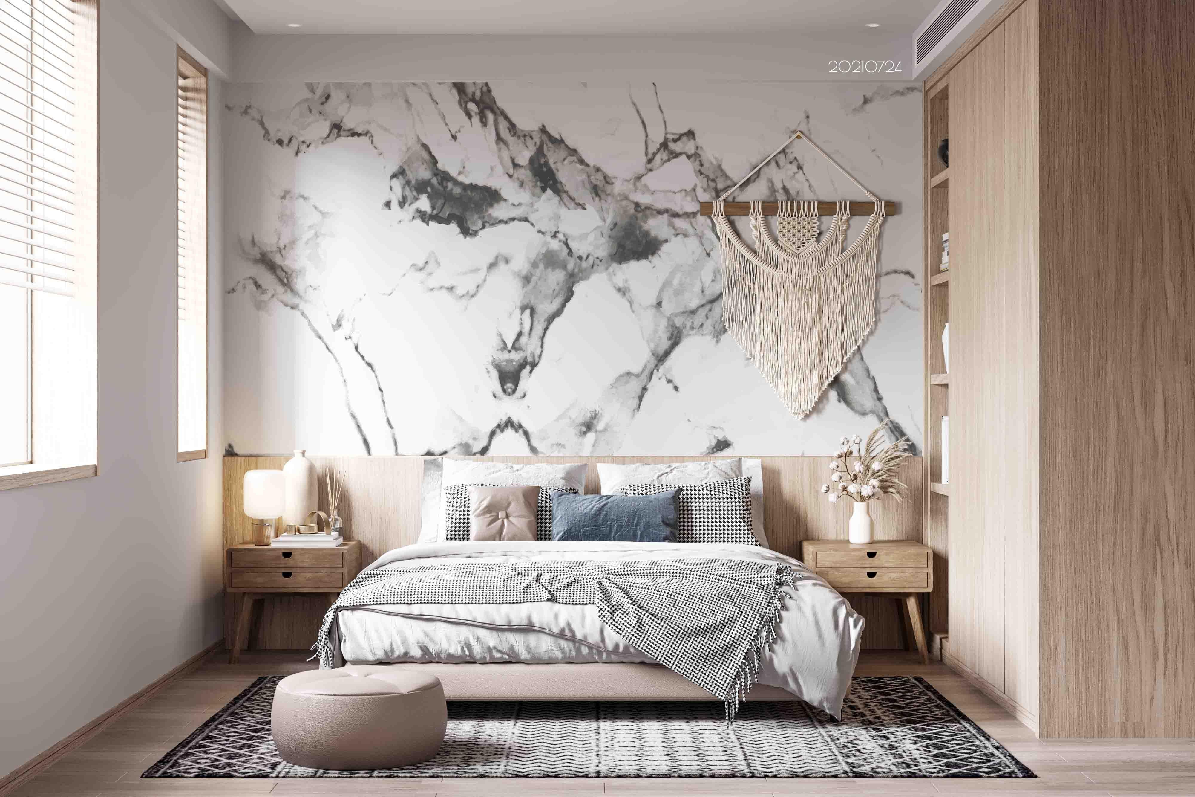 3D White Black Marble Texture Wall Mural Wallpaper SWW3671- Jess Art Decoration