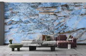 3D Blue Rock Texture blue stone rock texture wall mural wallpaper for dining room - view 2