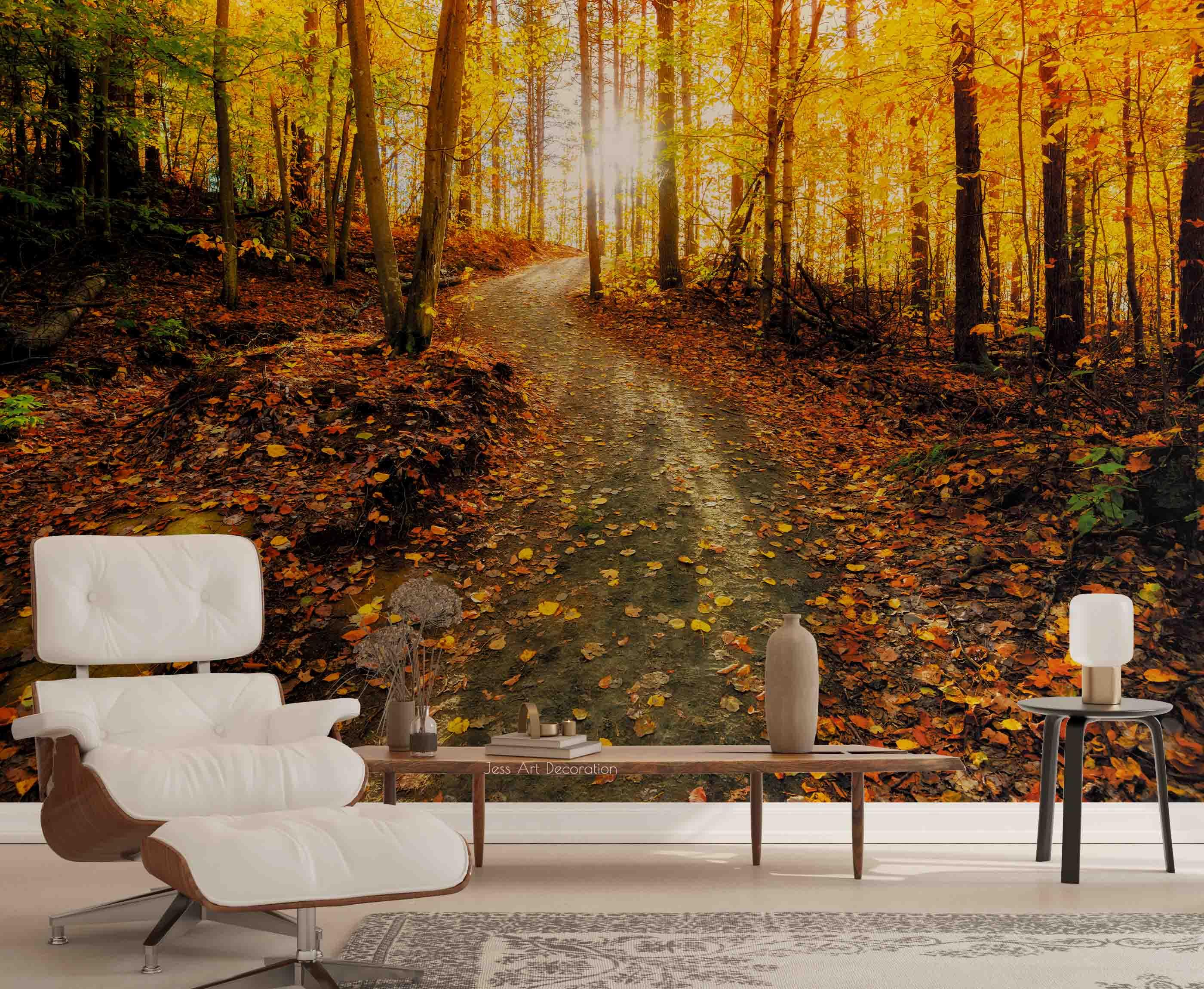 3D Autumn Forest Sunny Wall Mural Wallpaper  sww 211- Jess Art Decoration