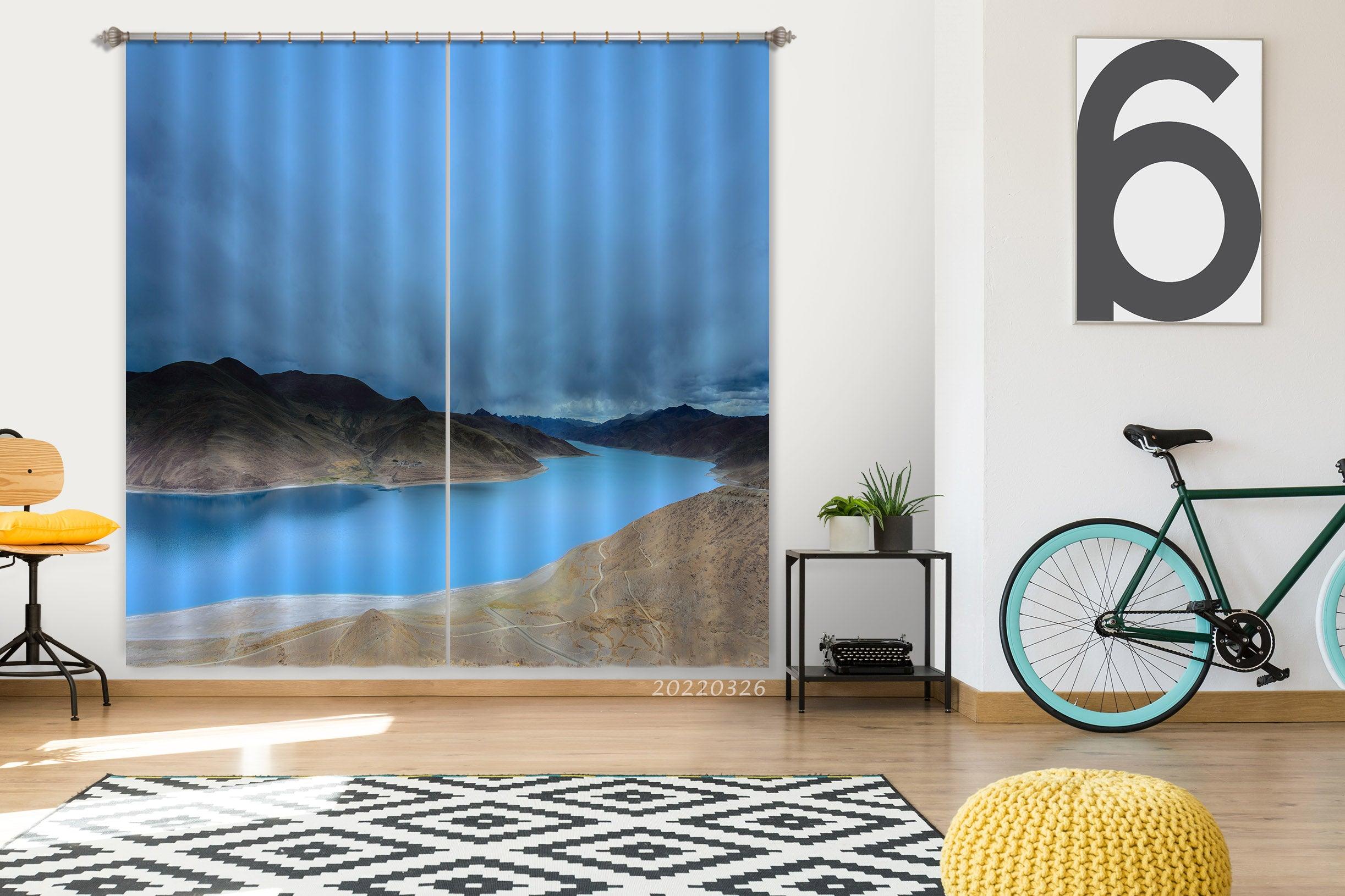 3D Landscape River Mountain Cloudy Curtains and Drapes GD 3013- Jess Art Decoration