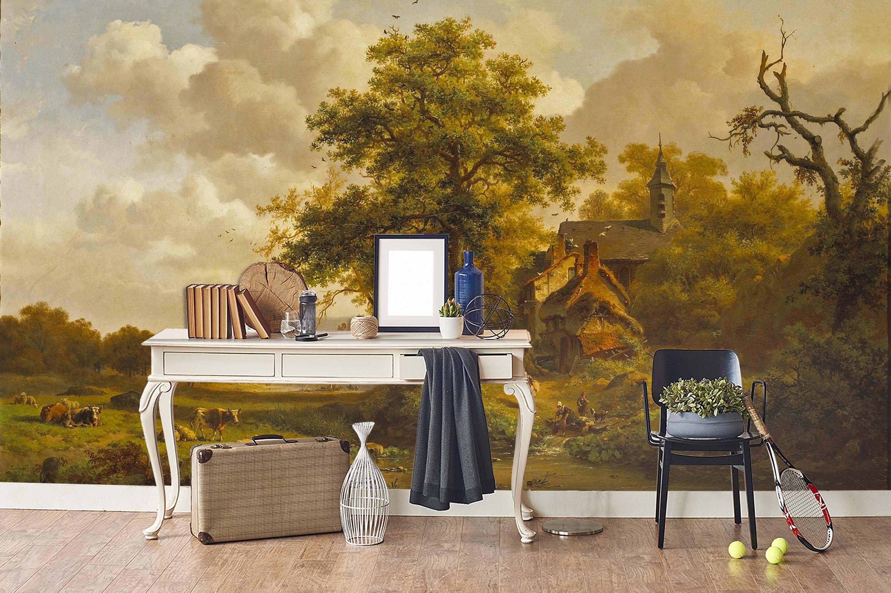 3D country landscape oil painting wall mural wallpaper 10- Jess Art Decoration