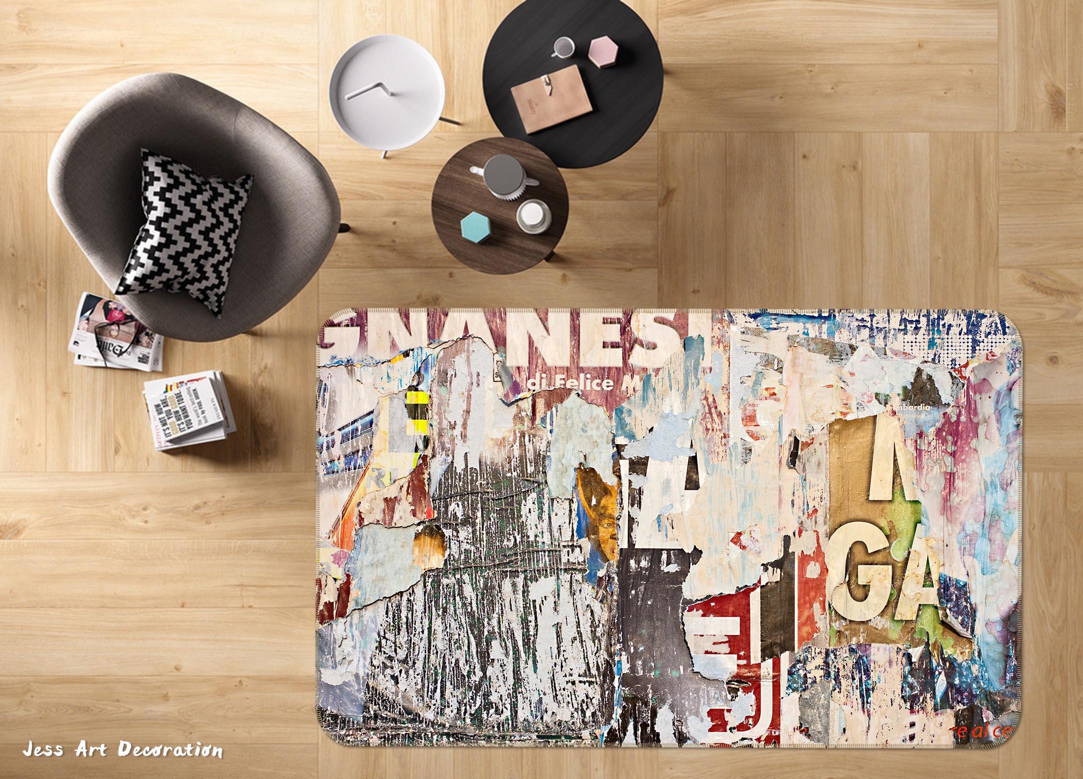 3D Torn Poster Graffiti Non-Slip Rug Mat A641 LQH- Jess Art Decoration