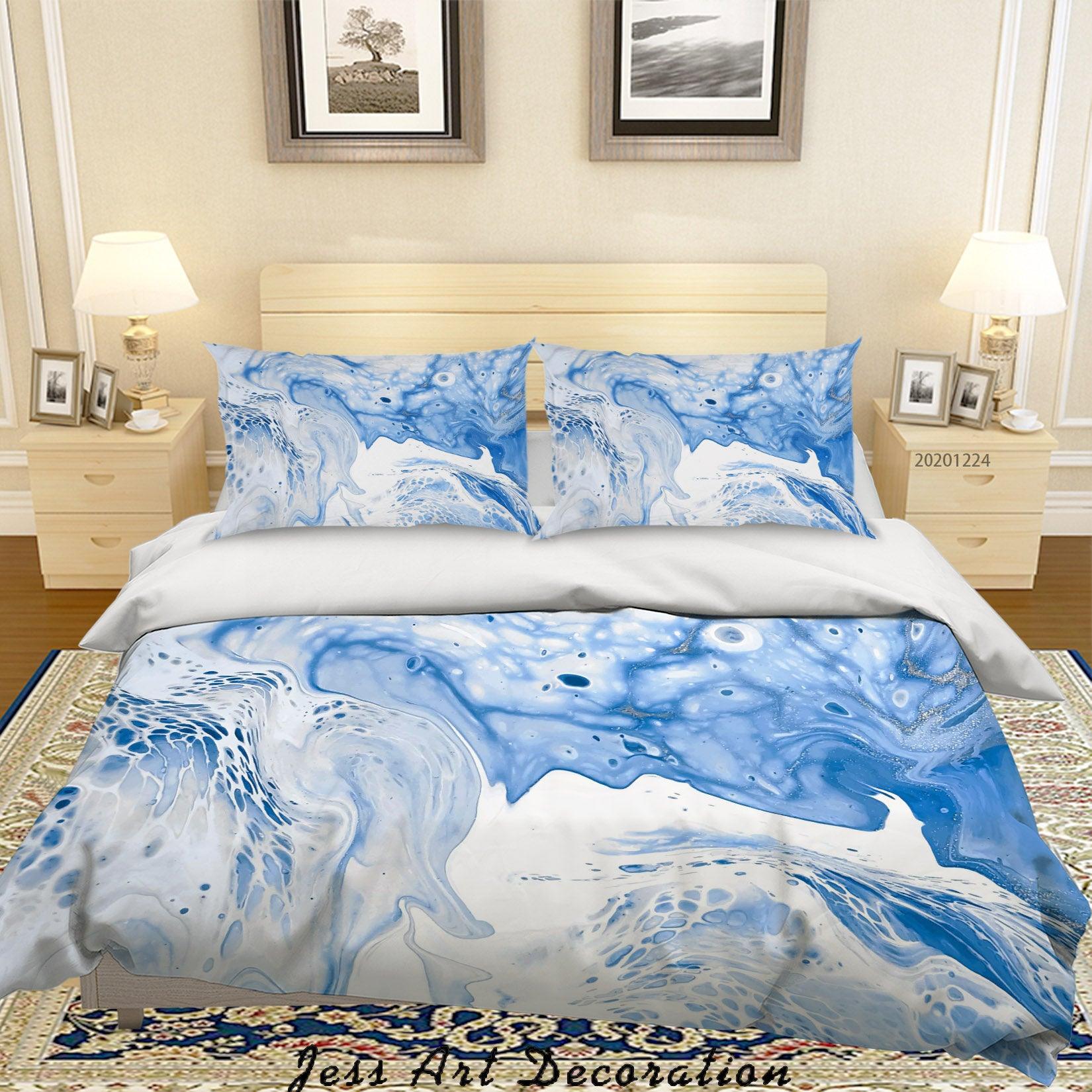 3D Watercolor Blue Marble Quilt Cover Set Bedding Set Duvet Cover Pillowcases 163 LQH- Jess Art Decoration
