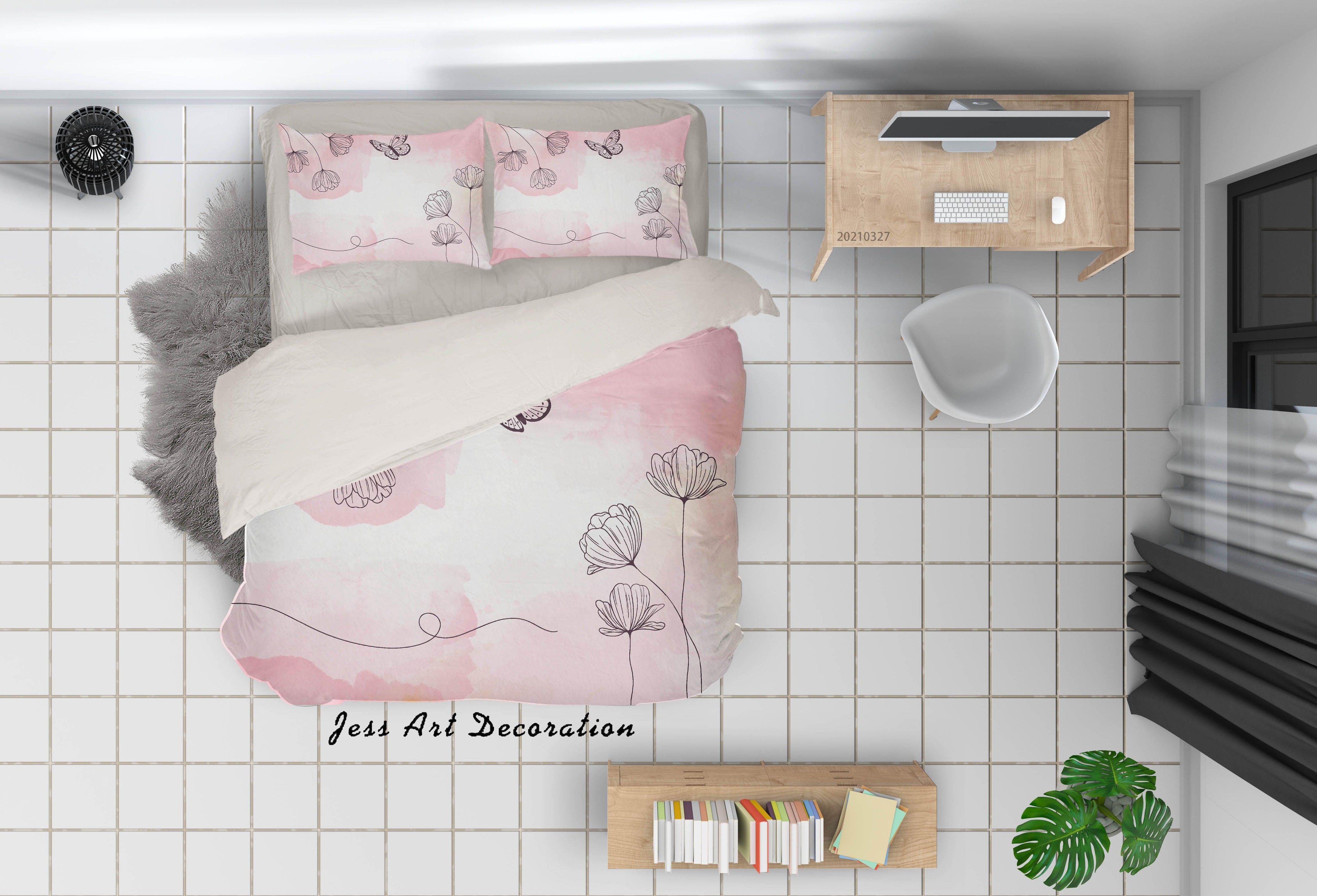 3D Watercolor Pink Floral Quilt Cover Set Bedding Set Duvet Cover Pillowcases 14- Jess Art Decoration