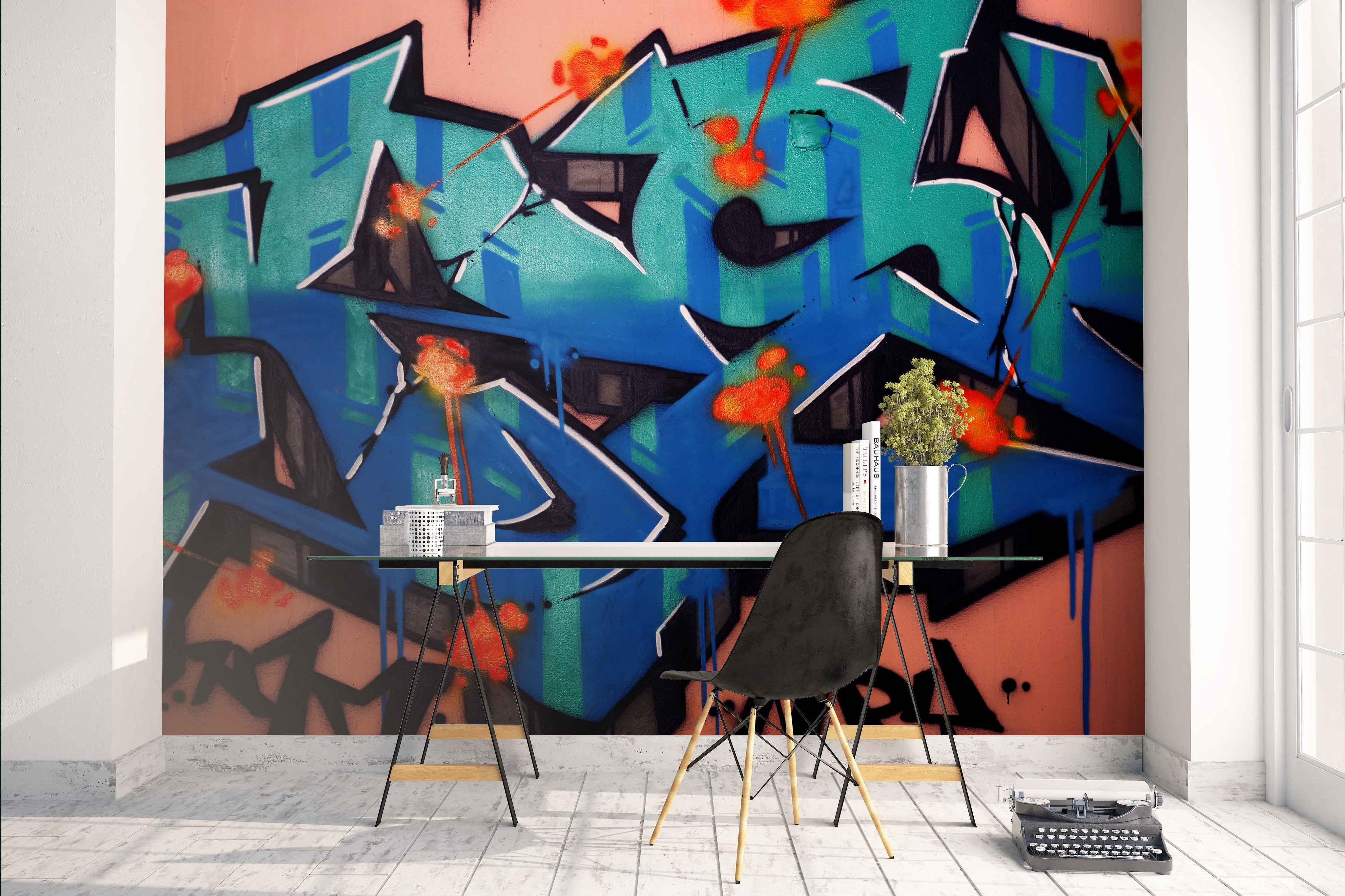 3D Abstract Colorful Graffiti Wall Mural Wallpaper 04- Jess Art Decoration