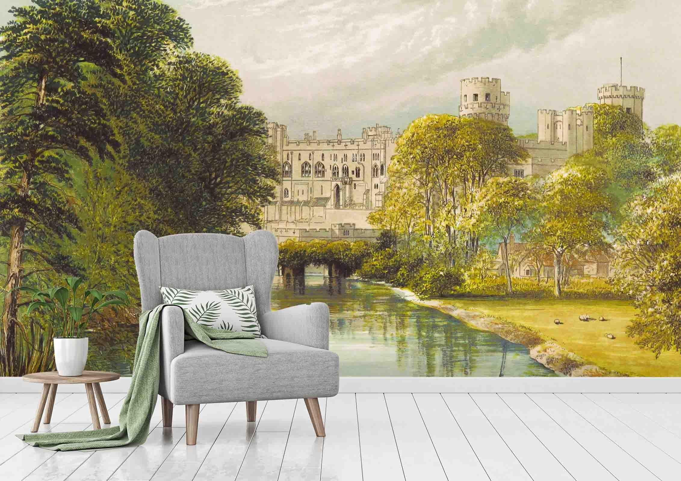 3D Building Forest River Boat Landscape Wall Mural Wallpaper SF15- Jess Art Decoration