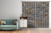 3D Retro Geometric Wave Background Curtains and Drapes GD 3140- Jess Art Decoration