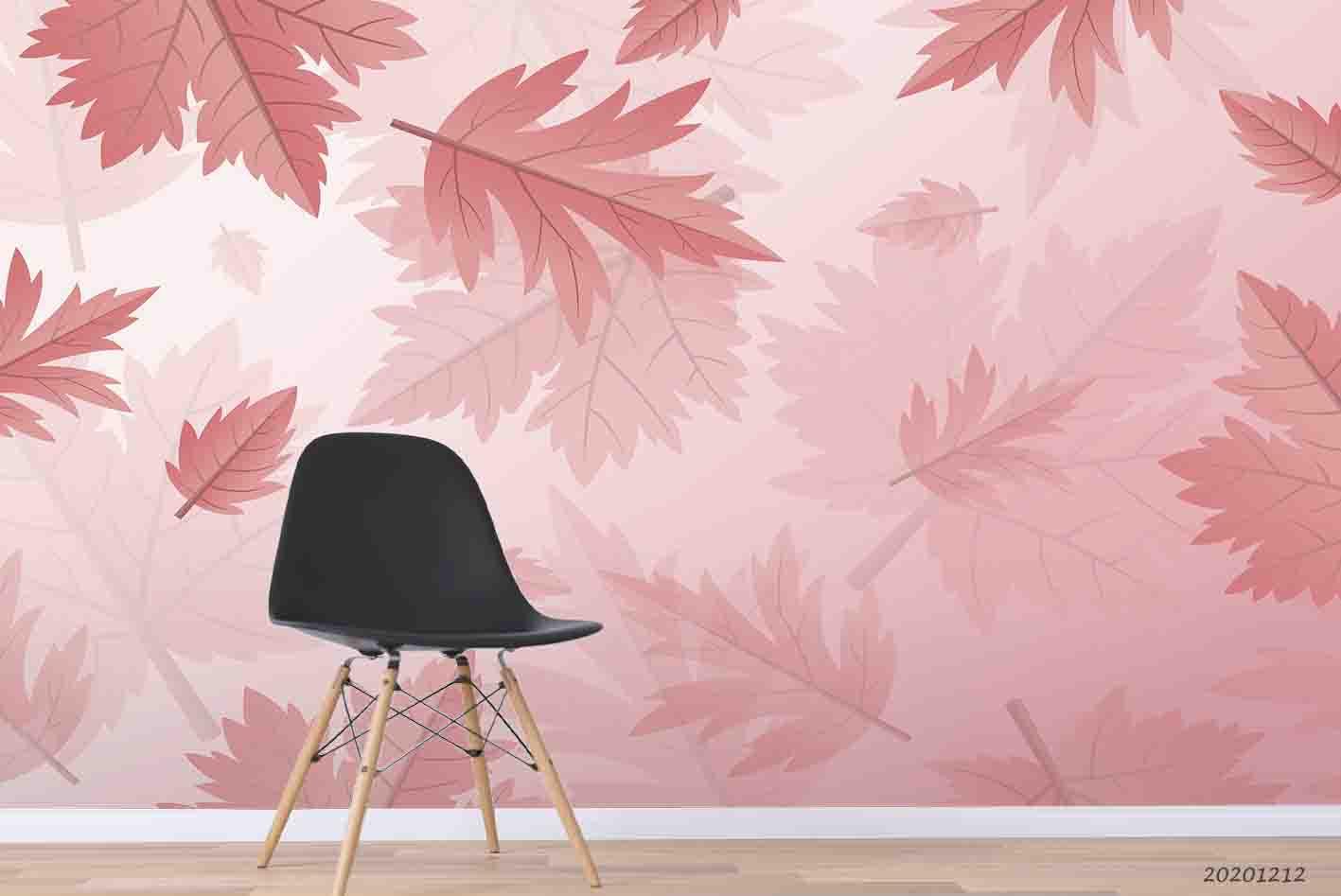 3D Pink Botanical Maple Leaves Plant Background Wall Mural Wallpaper LXL- Jess Art Decoration