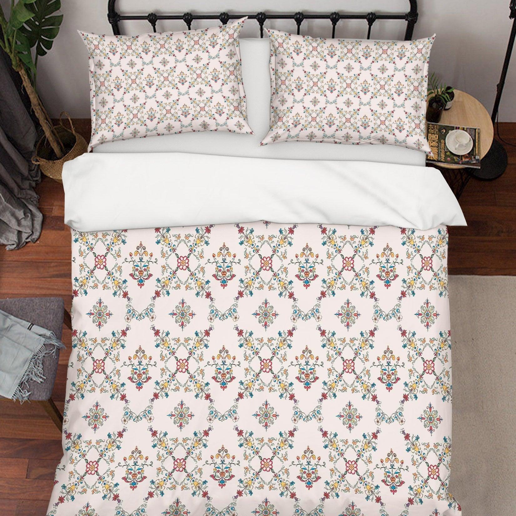3D Vintage Geometry Floral Pattern Quilt Cover Set Bedding Set Duvet Cover Pillowcases WJ 6910- Jess Art Decoration