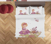 3D Picnic Girl Raccoon Mouse Hot Air Balloon Quilt Cover Set Bedding Set Duvet Cover Pillowcases SF035- Jess Art Decoration