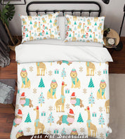 3D Cartoon Lion Giraffe Quilt Cover Set Bedding Set Pillowcases 25- Jess Art Decoration