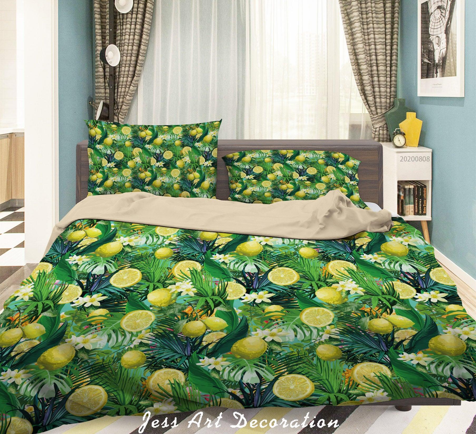 3D Lemon Green Plant Leaves Quilt Cover Set Bedding Set Duvet Cover Pillowcases LXL- Jess Art Decoration