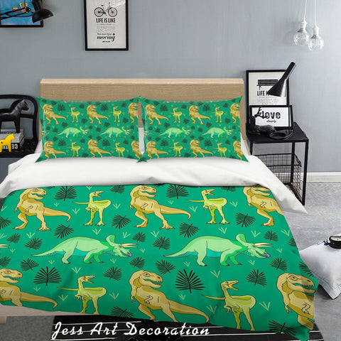 3D Green Dinosaurs Pattern Quilt Cover Set Bedding Set Pillowcases 22- Jess Art Decoration