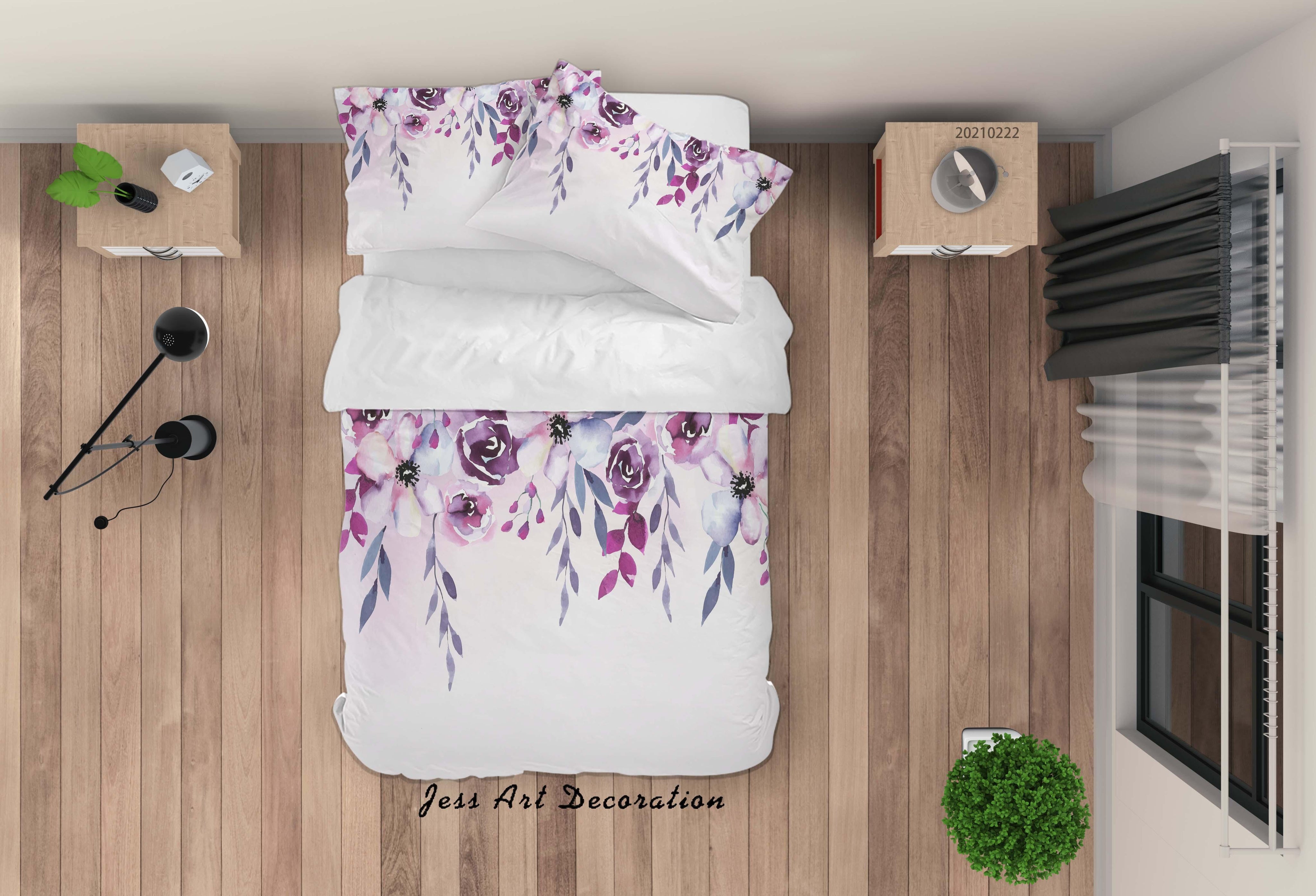 3D Watercolor Pink Floral Quilt Cover Set Bedding Set Duvet Cover Pillowcases 148- Jess Art Decoration