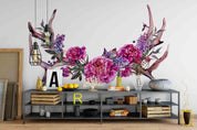 3D Horn Floral Wall Mural Wallpaper 189- Jess Art Decoration