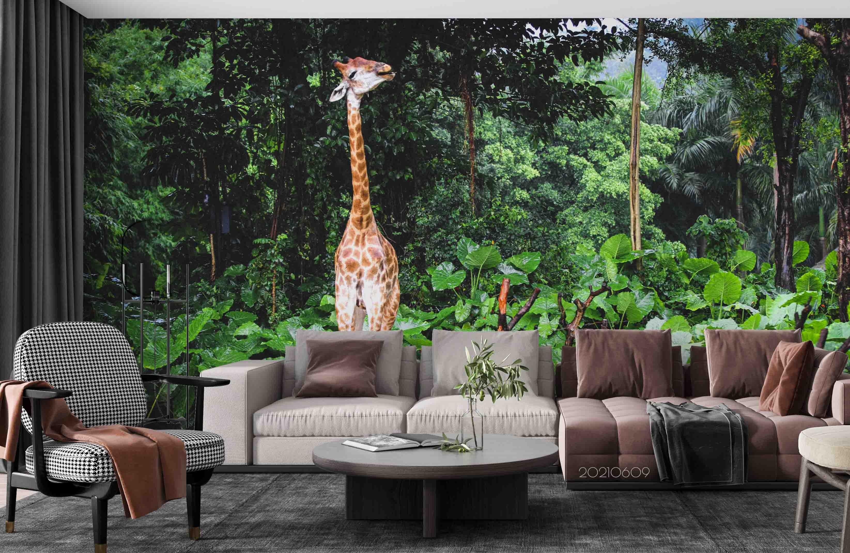3D  Forest Giraffe Wall Mural Wallpaper SWW1696- Jess Art Decoration