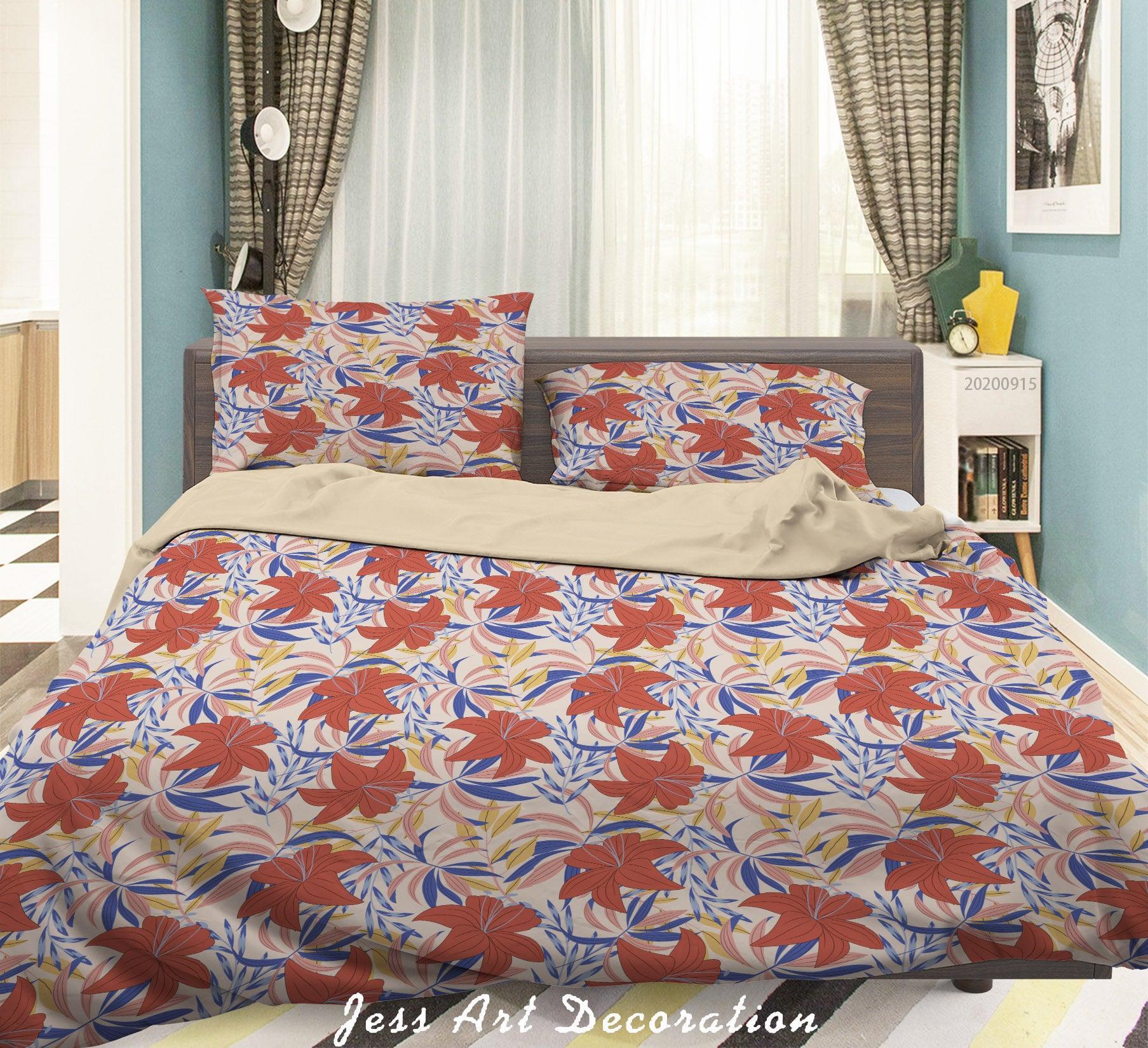 3D Plant Leaves Flower Pattern Quilt Cover Set Bedding Set Duvet Cover Pillowcases WJ 9073- Jess Art Decoration