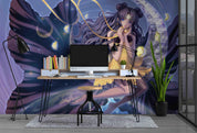 3D Moon Anime Girl moon anime girl fantasy mural wall mural wallpaper for bedroom - view 2