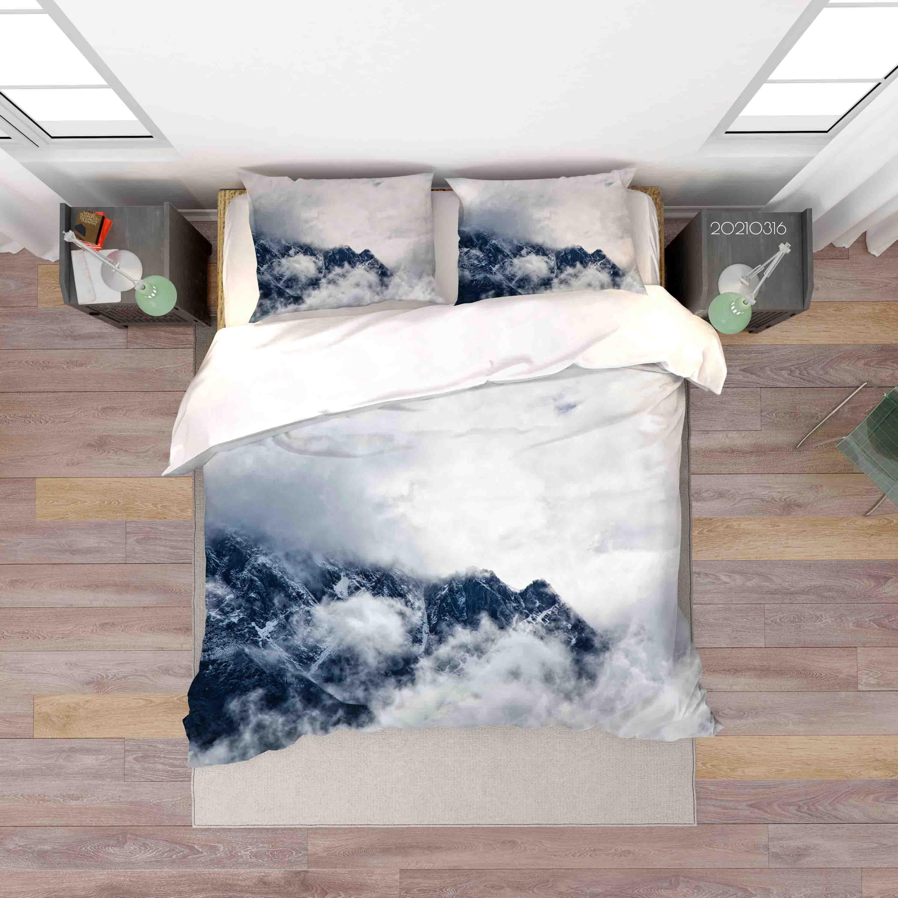 3D White Mist Mountain Landscape Quilt Cover Set Bedding Set Duvet Cover Pillowcases 198- Jess Art Decoration