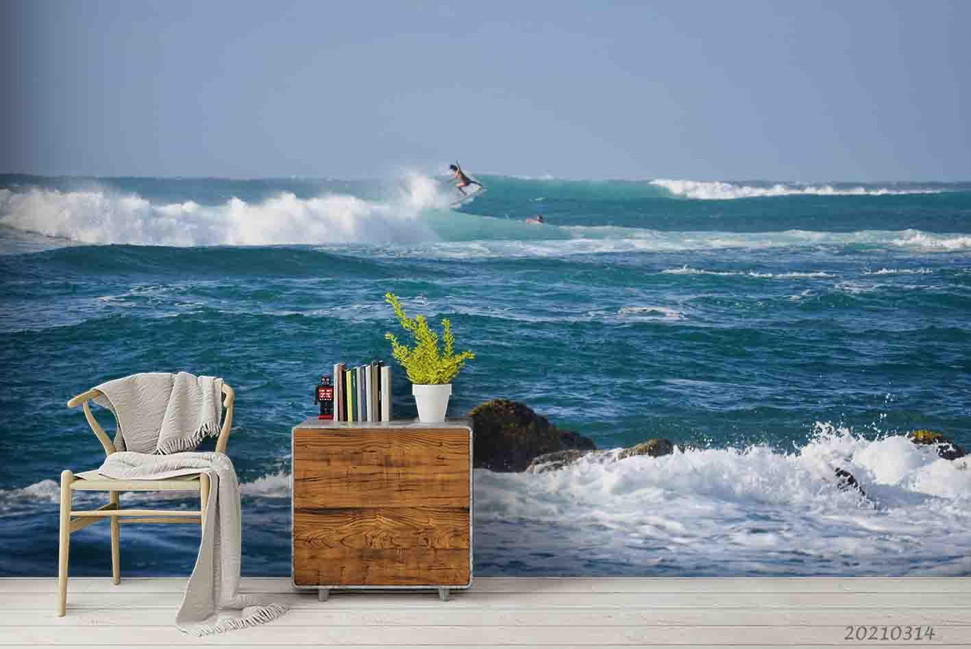 3D Sea Wave Landscape Wall Mural Wallpaper LQH 152- Jess Art Decoration