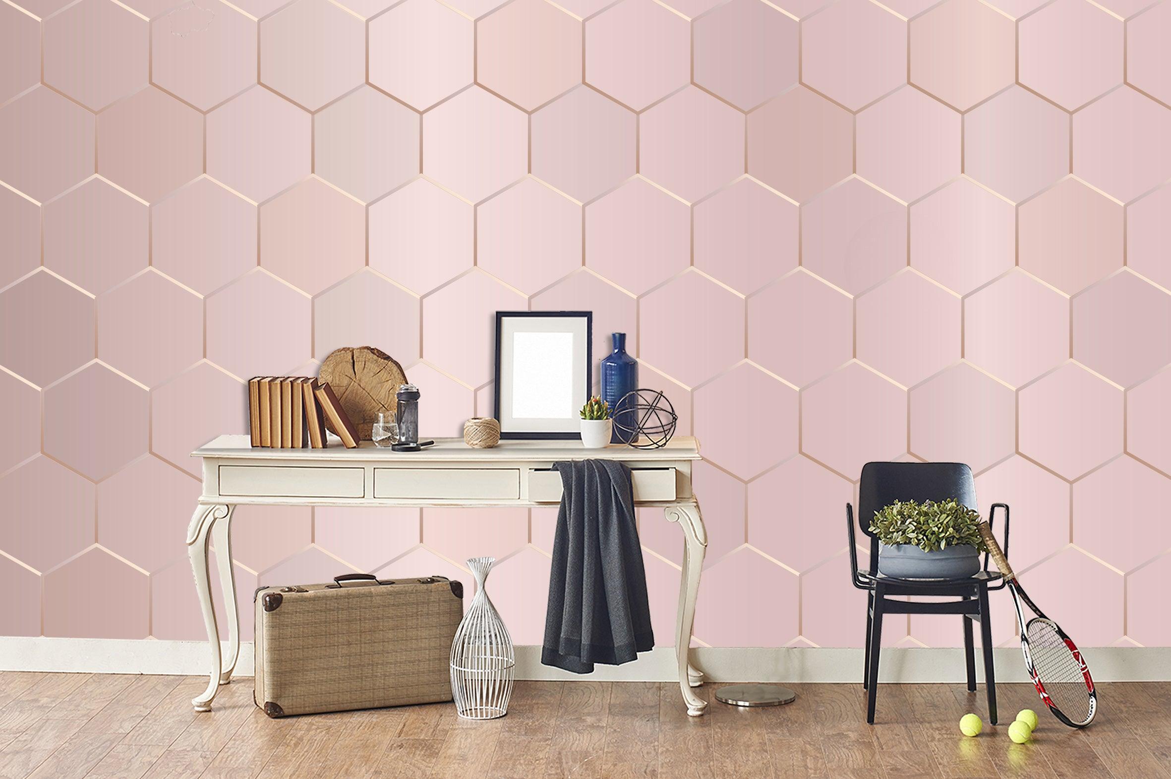 3D Pink Hexagon Arrangement Wall Mural Wallpaper 07- Jess Art Decoration