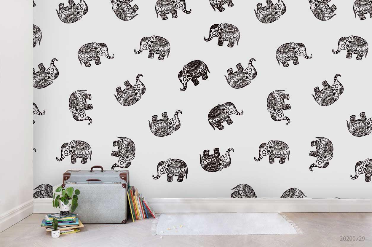 3D Vintage Elephant Pattern Wall Mural Wallpaper LXL 576- Jess Art Decoration