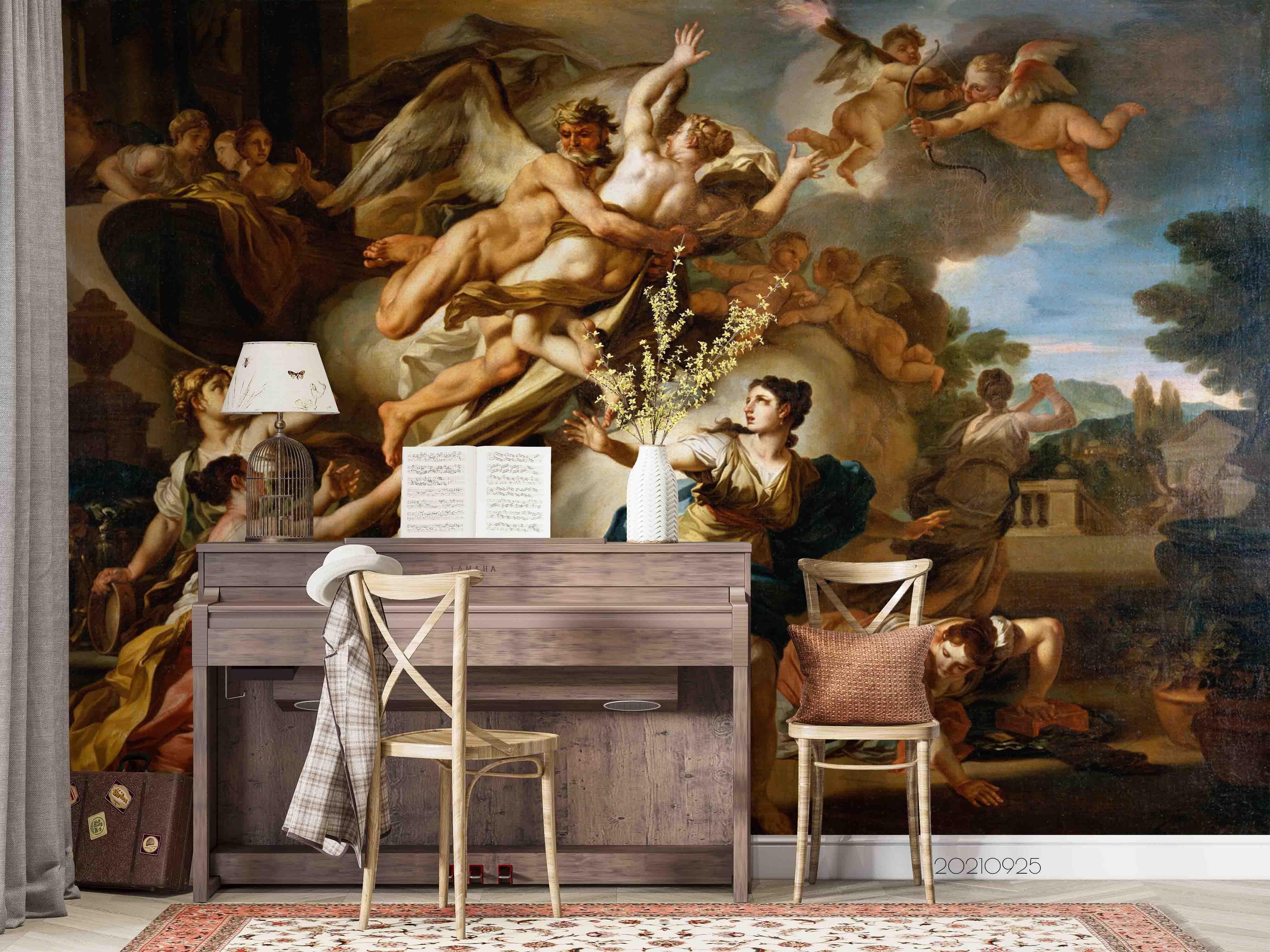 3D Classical Angel Wall classical angel religious painting wall mural wallpaper for dining room