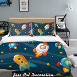 3D Color Cartoon Spacecraft Quilt Cover Set Bedding Set Pillowcases  143- Jess Art Decoration