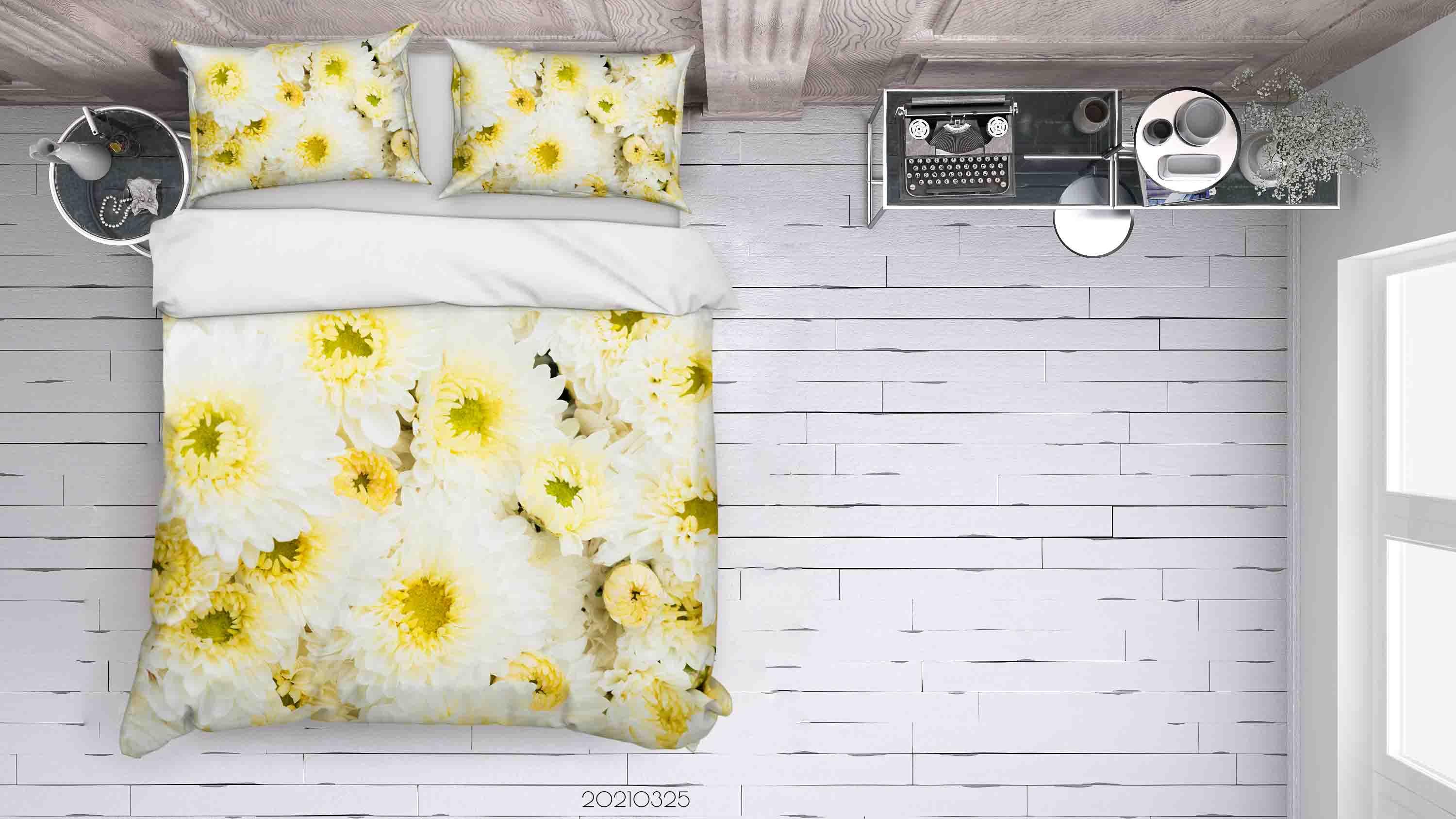 3D White Chrysanthemum Quilt Cover Set Bedding Set Duvet Cover Pillowcases 219- Jess Art Decoration