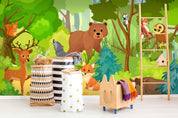 3D Cartoon Forest Animals Bear Wall Mural Wallpaper 29- Jess Art Decoration