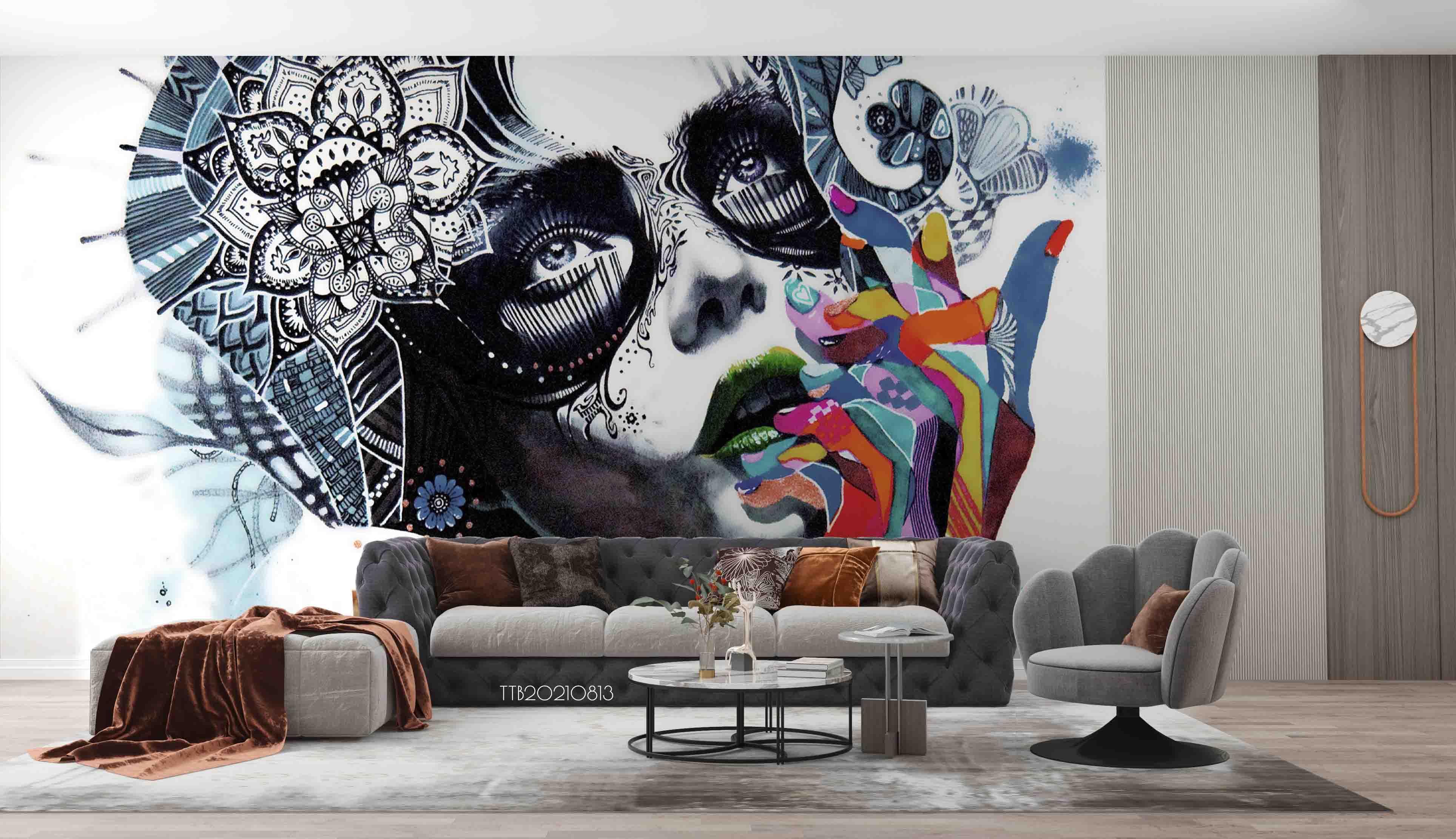 3D Graffiti Abstract Woman Wall Mural Wallpaper 5122- Jess Art Decoration