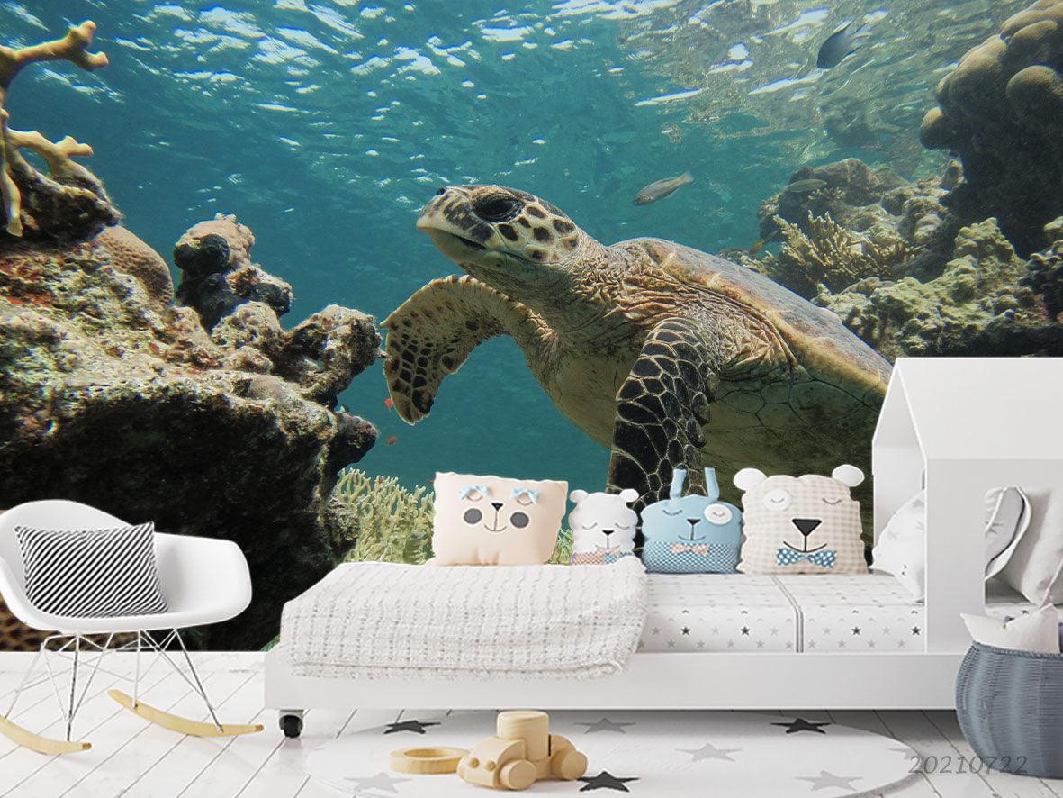 3D Turtle Underwater World Wall Mural Wallpaper LQH 167- Jess Art Decoration